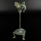 Roman/Medieval Bronze Candelabrum
Roman/Medieval
Bronze, 187 mm
Combination of a roman stand and a medieval oil lamp on top. 
Fine condition. Some...