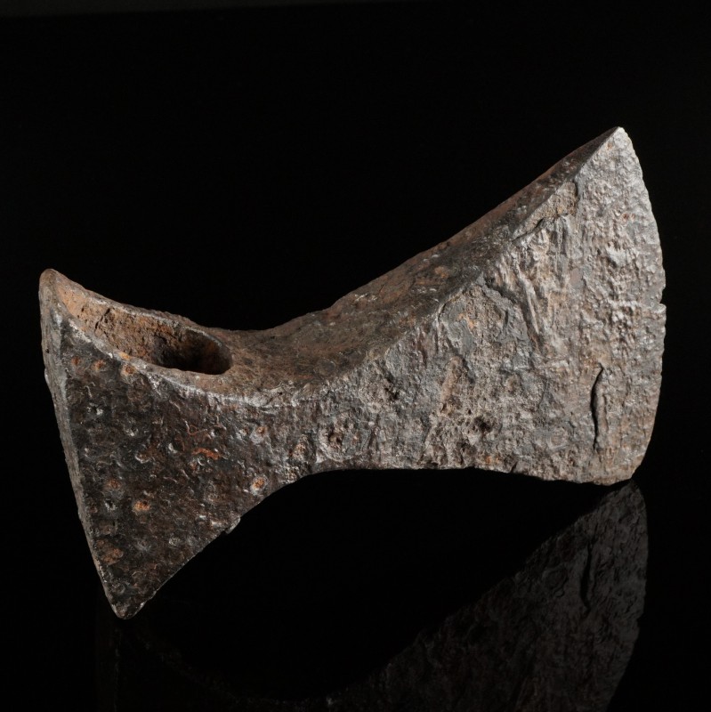 Heavy Roman "Noric" Axe Head
1st century CE
Iron, 18 cm, 1,7 kg
Very broad an...