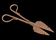 Medieval Iron Scissors
15th-16th century CE
Iron, 160 mm

Fine condition. Rusted surface.
Ex. Coll. M.W., acquired at the austrian art market.