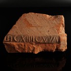 Roman Legion Brick Fragment
2nd-3rd century CE
Clay, 16 cm
Tegula fragment with a stamp of the Legio XIIII.
Fine condition. Rare with typing "XIII...
