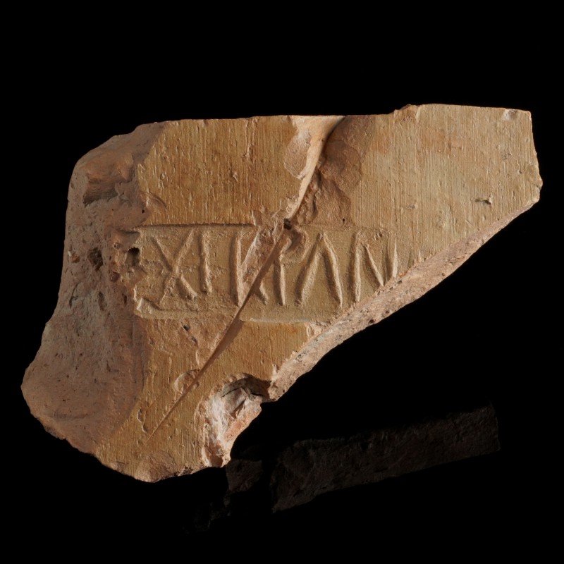 Roman Legion Brick Fragment
2nd-3rd century CE
Clay, 21 cm
Tegula fragment wi...