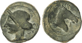 Celtiberian Coins
Calco. 220-215 a.C. CARTAGONOVA (CARTAGENA, Murcia). Anv.: Cabeza de Tanit a izquierda. Rev.: Cabeza de caballo a derecha. 9,07 grs...