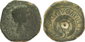 Celtiberian Coins
Semis. 27 a.C.-14 d.C. ÉPOCA DE AUGUSTO. CARTAGONOVA (CARTAGENA, Murcia). Anv.: AVGVSTVS DIVI. F. Cabeza de Augusto a derecha. Rev....
