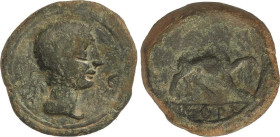 Celtiberian Coins
As. 180 a.C. CASTULO (CAZLONA, Jaén). Anv.: Cabeza masculina diademada a derecha, delante creciente y estrella. Rev.: Esfinge a der...
