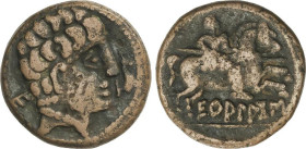 Celtiberian Coins
As. 120-20 a.C. ECUALACOS (Zona de SORIA, Guadalajara). Anv.: Cabeza masculina a derecha, delante delfín, detrás signo ibérico E. R...