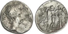 Celtiberian Coins
Quinario. 27 a.C-14 d.C. ÉPOCA DE AUGUSTO. EMERITA (MÉRIDA). Anv.: Cabeza de Augusto a derecha. Rev.: P. CARISI. LEG. Victoria coro...