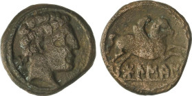 Celtiberian Coins
Semis. 180-20 a.C. BOLSCAN (HUESCA). Anv.: Cabeza barbada a derecha, detrás letra ibérica Bo. Rev.: Pegaso a derecha, debajo leyend...