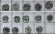 Celtiberian Coins
Lote 14 monedas As. CASTULO, COLONIA ROMULA, GADES, ITALICA, OBULCO. AE. Incluye dos monedas As de Jano bifronte acuñadas bajo lega...