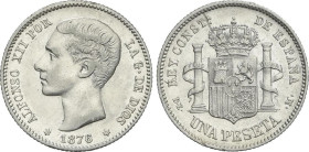 Peseta Period
Alfonso XII
1 Peseta. 1876 (*18-76). D.E.-M. (Leves golpecitos). MBC+.