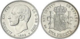Peseta Period
Alfonso XII
1 Peseta. 1882 (*18-82). M.S.-M. MBC+.