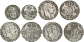Peseta Period
Alfonso XII
Lote 4 monedas 10 y 20 Centavos de Peso. 1881, 1883, 1884 y 1885. MANILA. 10 Centavos de peso: 1885 y 20 centavos: 1881, 1...