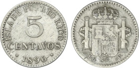 Peseta Period
Alfonso XIII
5 Centavos. 1896. PUERTO RICO. P.G.-V. MBC+/MBC.