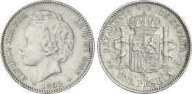 Peseta Period
Alfonso XIII
1 Peseta. 1893 (*18-93). P.G.-L. (Oxidaciones limpiadas). MBC+.