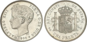 Peseta Period
Alfonso XIII
1 Peseta. 1899 (*18-99). S.G.-V. Brillo original. SC-.