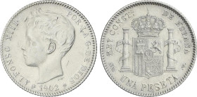 Peseta Period
Alfonso XIII
1 Peseta. 1902 (*19-02). S.M.-V. (Leves rayitas). EBC-.