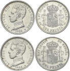 Peseta Period
Alfonso XIII
Lote 2 monedas 1 Peseta. 1903 y 1904 (*19-03 y 19-04). S.M.-V. EBC- y EBC.
