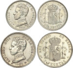 Peseta Period
Alfonso XIII
Lote 2 monedas 1 y 2 Pesetas. 1904, 1905 (*19-04), (*19-05). S.M.-V. EBC y EBC+.