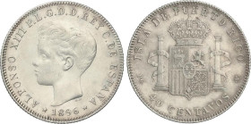 Peseta Period
Alfonso XIII
40 Centavos de Peso. 1896. PUERTO RICO. P.G.-V. (Golpecitos). MBC.