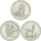 World Coins
Andorra
Serie 3 monedas 20 Diners. 1984. AR. Protección Naturaleza: Oso, ardilla y ganso. Tirada: 5.000 piezas. KM-22, 23, 24. PROOF.