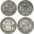 World Coins
Andorra
Lote 2 medallas. 1977 y 1981. Anv.: Sant Ermengol y Bisbe Joan. Rev.: Tiradas: 5000 y 3000 piezas. AR. SC.
