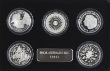 World Coins
Australia
Set 5 monedas 50 Cents. 1989. MASTERPIECES IN SILVER. AR. Lote de 5 monedas commemorativas en estuche original (algo deteriora...