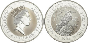 World Coins
Australia
10 Dollars. 1992. 311,73 grs. AR. Kookaburra en rama (10 onzas). KM-161. FDC.