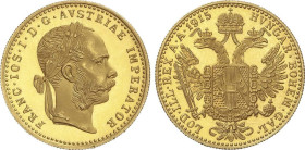 World Coins
Austria
1 Ducat. 1915. FRANZ JOSEPH I. 3,48 grs. AU (986). Reacuñación oficial (Restrike). Fr-494; KM-2267. FDC.