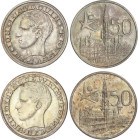 World Coins
Belgium
Lote 2 monedas 50 Francos. 1958. AR. Feria Mundial de Bruselas. Leyenda en francés y flamenco. Pátina. KM-150.1, 151.1. EBC a EB...