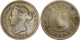 World Coins
Cyprus
1 Piastra. 1885. VICTORIA. 11,01 grs. AE. (Algo alabeada). RARA. KM-3.2. BC+.