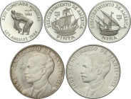 World Coins
Cuba
Lote 5 monedas 1 Peso. 1953 (2), 1981 (2), 1983. AR (2), CuNi (3). Centenario Jose Martí (2), Niña, Pinta, Judo. A EXAMINAR. KM-29 ...