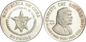 World Coins
Cuba
20 Pesos. 1988. 62,06 grs. AR. 60 Aniversario nacimiento Che Guevara. Tirada máxima 1.000 piezas. KM-170. PROOF.