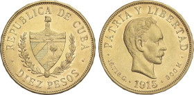 World Coins
Cuba
10 Pesos. 1915. 16,68 grs. AU. José Martí. (Rayitas). Fr-3; KM-20. EBC-.