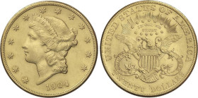 World Coins
United States of America
20 Dollars. 1904-S. SAN FRANCISCO. 33,38 grs. AU. Liberty Head. (Golpecitos). Fr-175; KM-74.3. EBC-.