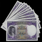Spanish Banknotes
Civil War
Lote 10 billetes 100 Pesetas. 25 Abril 1931. Gonzalo Fernández de Córdoba. Numeraciones correlativas. Ed. 360. SC.