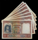 Spanish Banknotes
Civil War
Lote 15 billetes 500 Pesetas. 25 Abril 1931. Juan Sebastián Elcano. Numeraciones correlativas. Apresto original. (Mancha...