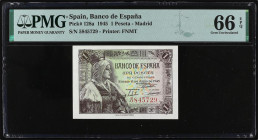Spanish Banknotes
Estado Español
1 Peseta. 15 Junio 1945. Isabel La Católica. Sin Serie. Precintado y garantizado por PMG como 66 EPQ GEM UNCIRCULAT...