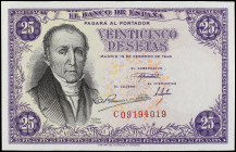 Spanish Banknotes
Estado Español
25 Pesetas. 19 Febrero 1946. Flórez Estrada. Serie C. Ed-450a. SC-.