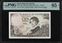 Spanish Banknotes
Estado Español
100 Pesetas. 19 Noviembre 1965. Bécquer. Sin Serie. Precintado y garantizado por PMG como 65 EPQ GEM UNCIRCULATED (...