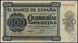 Spanish Banknotes
Estado Español
500 Pesetas. 21 Noviembre 1936. Catedral de Salamanca. Serie C. Ed-422a. MBC+.