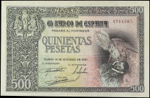 Spanish Banknotes
Estado Español
500 Pesetas. 21 Octubre 1940. Entierro del Conde Orgaz. Ed-444. MBC+.