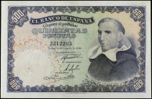 Spanish Banknotes
Estado Español
500 Pesetas. 19 Febrero 1946. Francisco de Vitoria. Ed-452. MBC+.