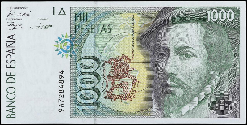 Spanish Banknotes
Juan Carlos I
1.000 Pesetas. 12 Octubre 1992. Hernán Cortés....