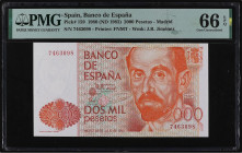 Spanish Banknotes
Juan Carlos I
2.000 Pesetas. 22 Julio 1980. Juan Ramón Jimenez. Sin Serie. Precintado y garantizado por PMG como 66 EPQ GEM UNCIRC...