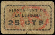 Paper Money of the Civil War
Catalonia
25 Cèntims. Aj. de LA LLACUNA. Cartón. (Pequeñas roturas). AT-1315. MBC-.