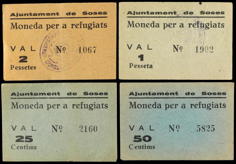 Paper Money of the Civil War
Catalonia
Lote 4 vales 25 y 50 Cèntims y 1 y 2 Pe...
