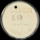 Paper Money of the Civil War
Catalonia
10 Cèntims. COMITÉ CONTROL OBRER U.G.T. SOLER I MORA. JAUME I 18. BARCELONA. Cartón redondo con canto metálic...