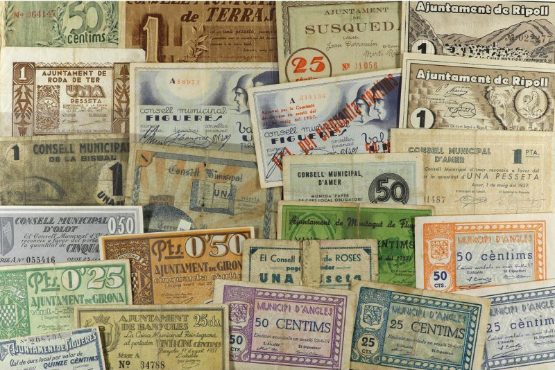 Paper Money of the Civil War
Catalonia
Lote 39 billetes. Todos catalanes. Much...
