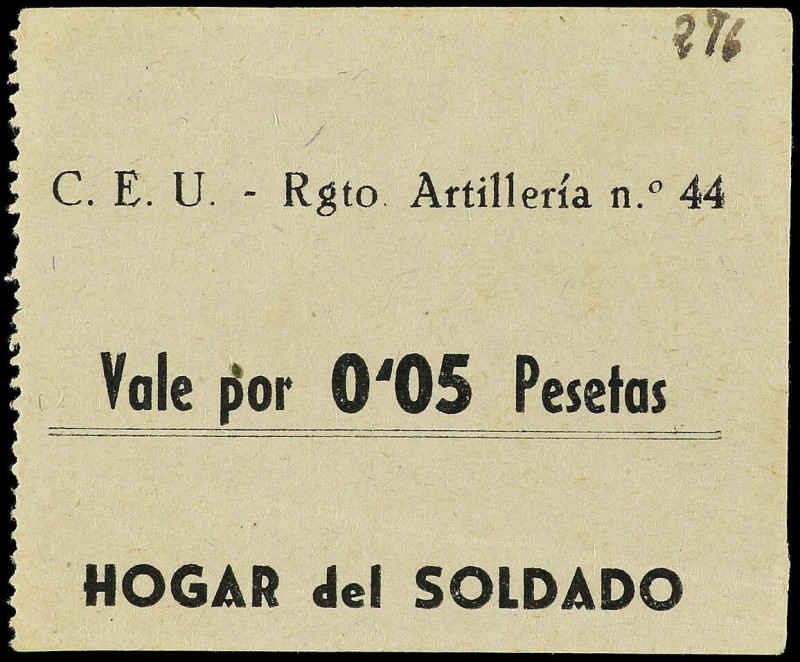 Paper Money of the Civil War
Military Issues
Vale por 0, 05 Pesetas. EMISIONES...