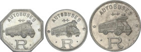 Company Stores and Propaganda Tokens
Lote 3 fichas 10, 15 y 20 Céntimos. AUTOBUSES ROCA. Al. A EXAMINAR. L-1184/1186. EBC a SC-.