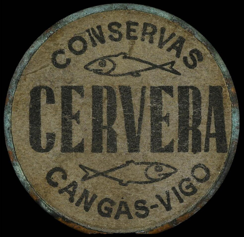 Company Stores and Propaganda Tokens
10 Céntimos. CONSERVAS CERVERA. CANGAS-VIG...